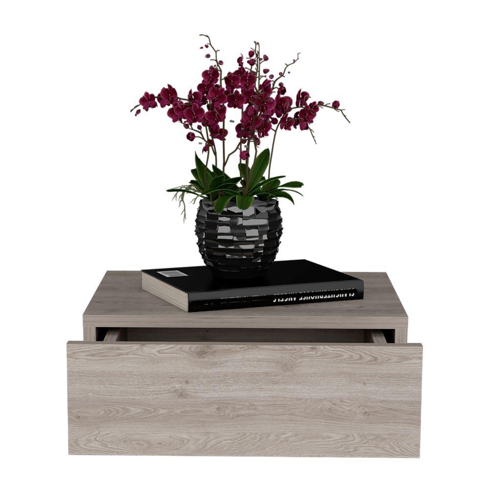 MESA DE NOCHE FLOTANTE MILANO, HUMO, CON UN CAJÓN ZF