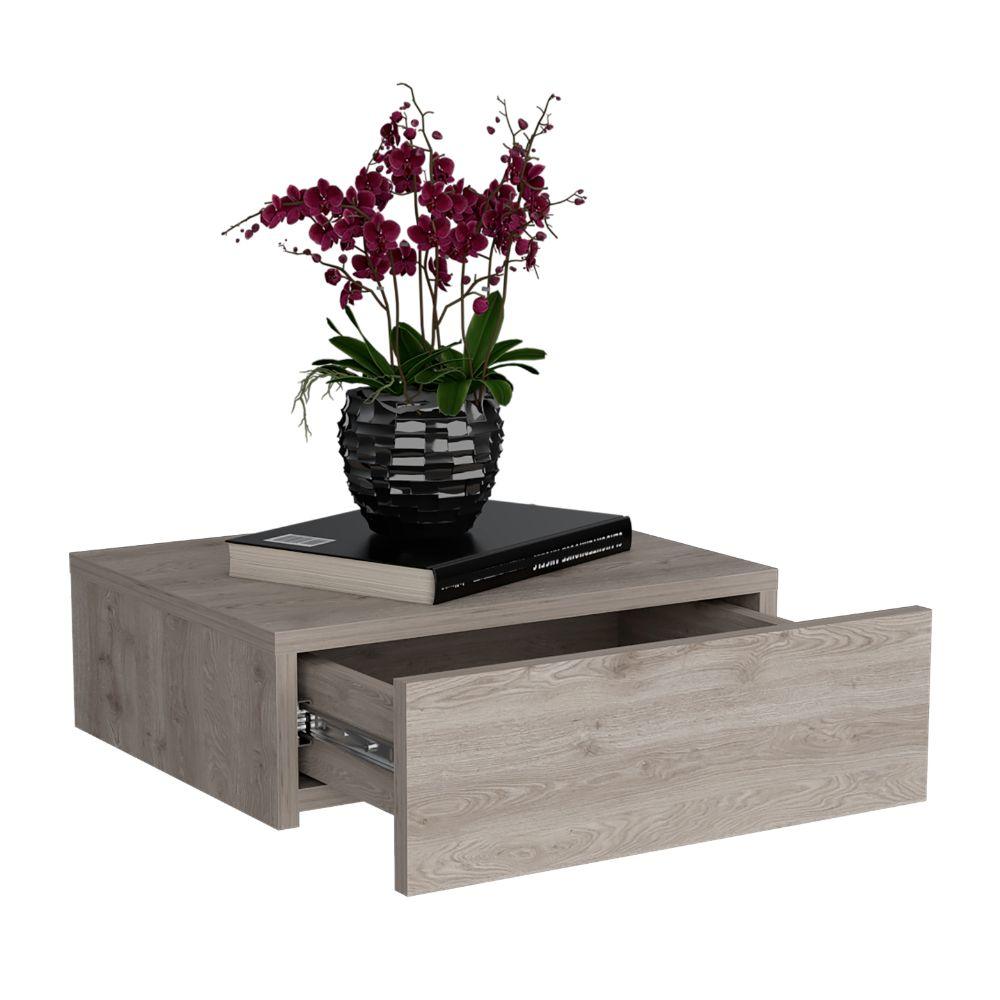MESA DE NOCHE FLOTANTE MILANO, HUMO, CON UN CAJÓN ZF