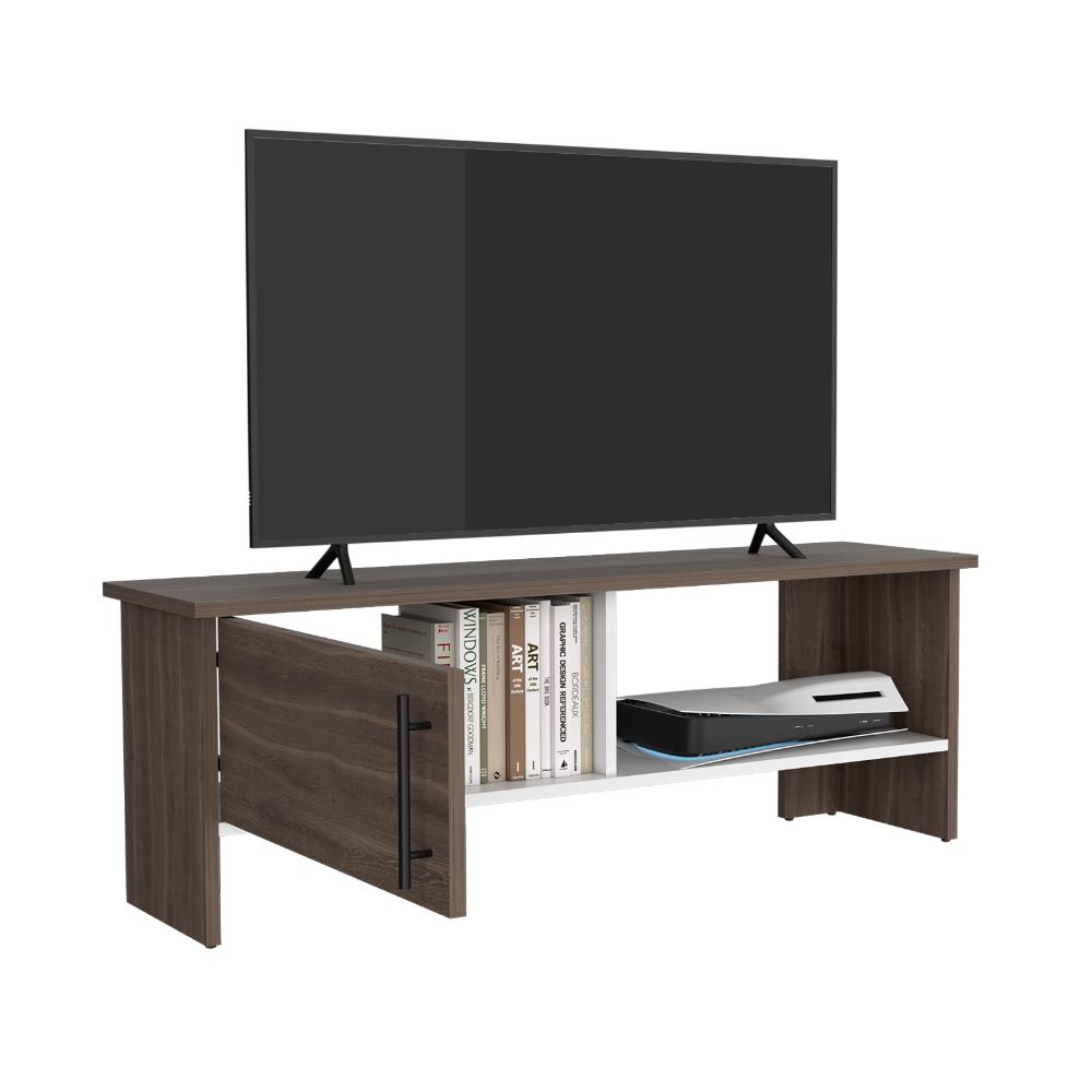 MESA PARA TV NAVI, MILAN Y BLANCO DUQUEZA, PARA TELEVISOR HASTA 55 PULGADAS CON PUERTA