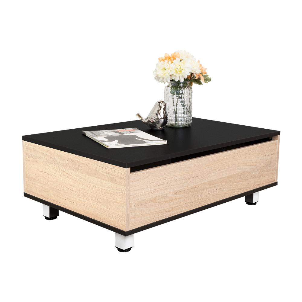 MESA DE CENTRO SALENTO, BEIGE Y WENGUE, CON GRAN CAPACIDAD DE ALMACENAMIENTO