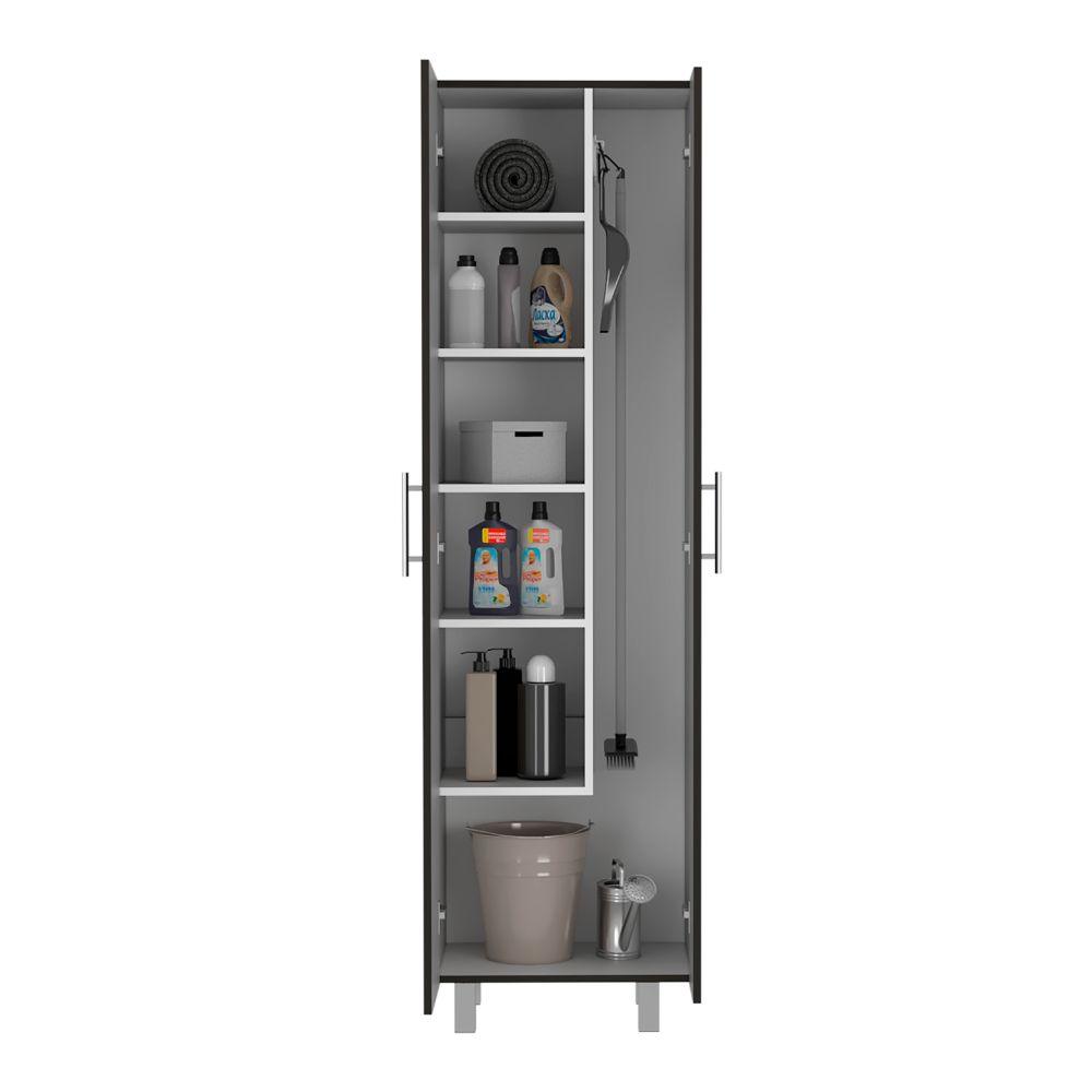 MUEBLE DE ASEO ROMANA, WENGUE Y BLANCO, CON CINCO ENTREPAÑOS ORGANIZADORES
