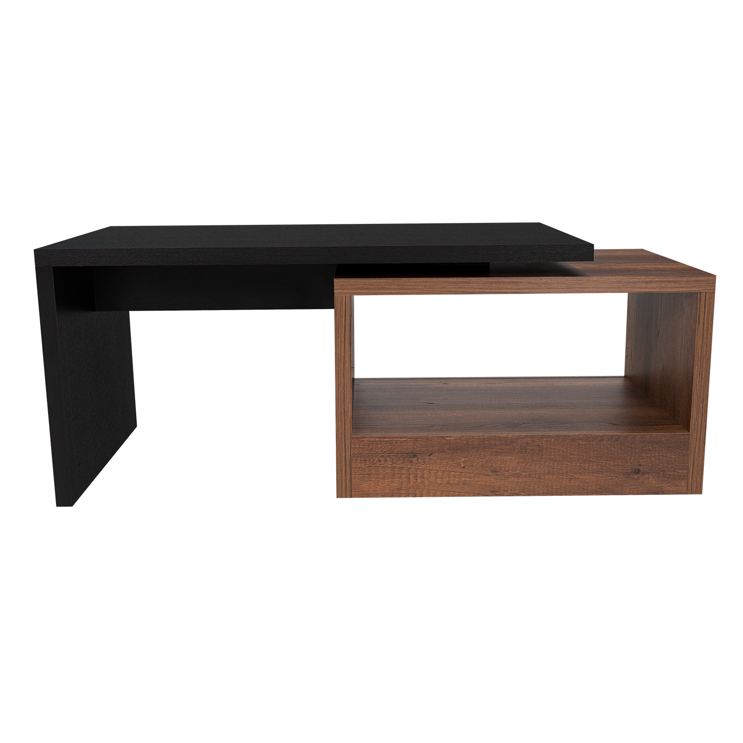 MESA DE CENTRO WESLEY, WENGUE Y COBRE, CON UN CAJÓN AMPLIO
