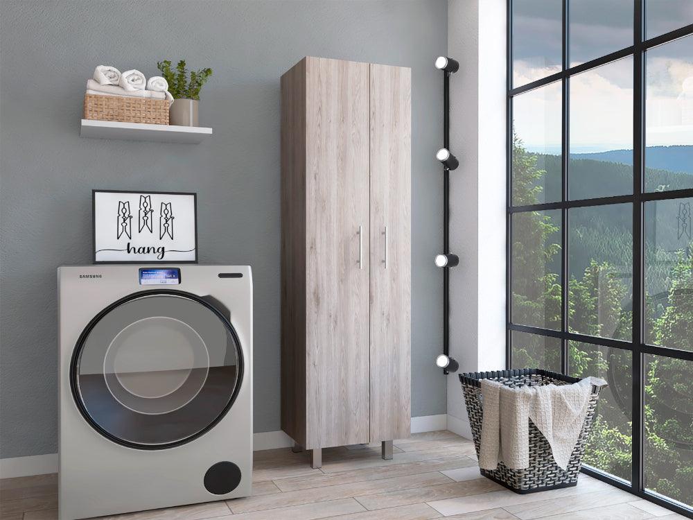 MUEBLE DE ASEO ROMANA, GRIS Y BLANCO, CON CINCO ENTREPAÑOS ORGANIZADORES ZF