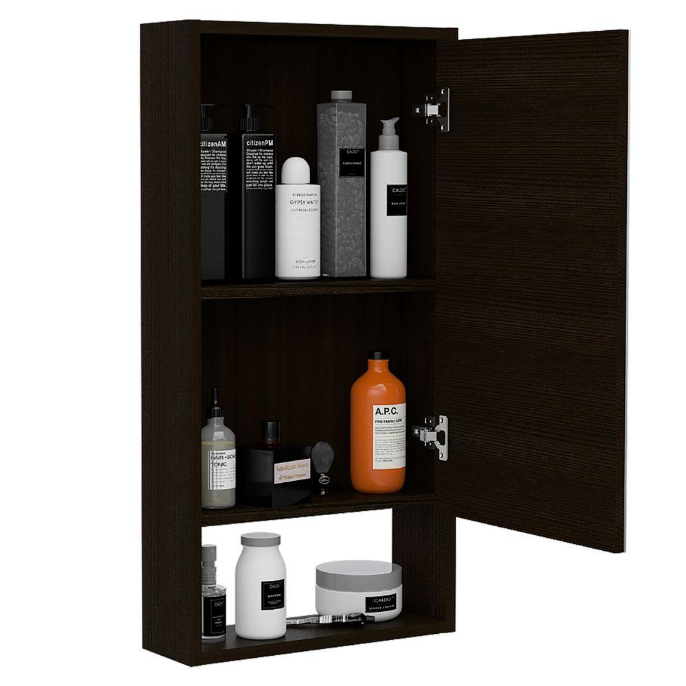 GABINETE DE BAÑO MERÍN, WENGUE, CON ESPEJO Y TRES ENTREPAÑOS  ZF