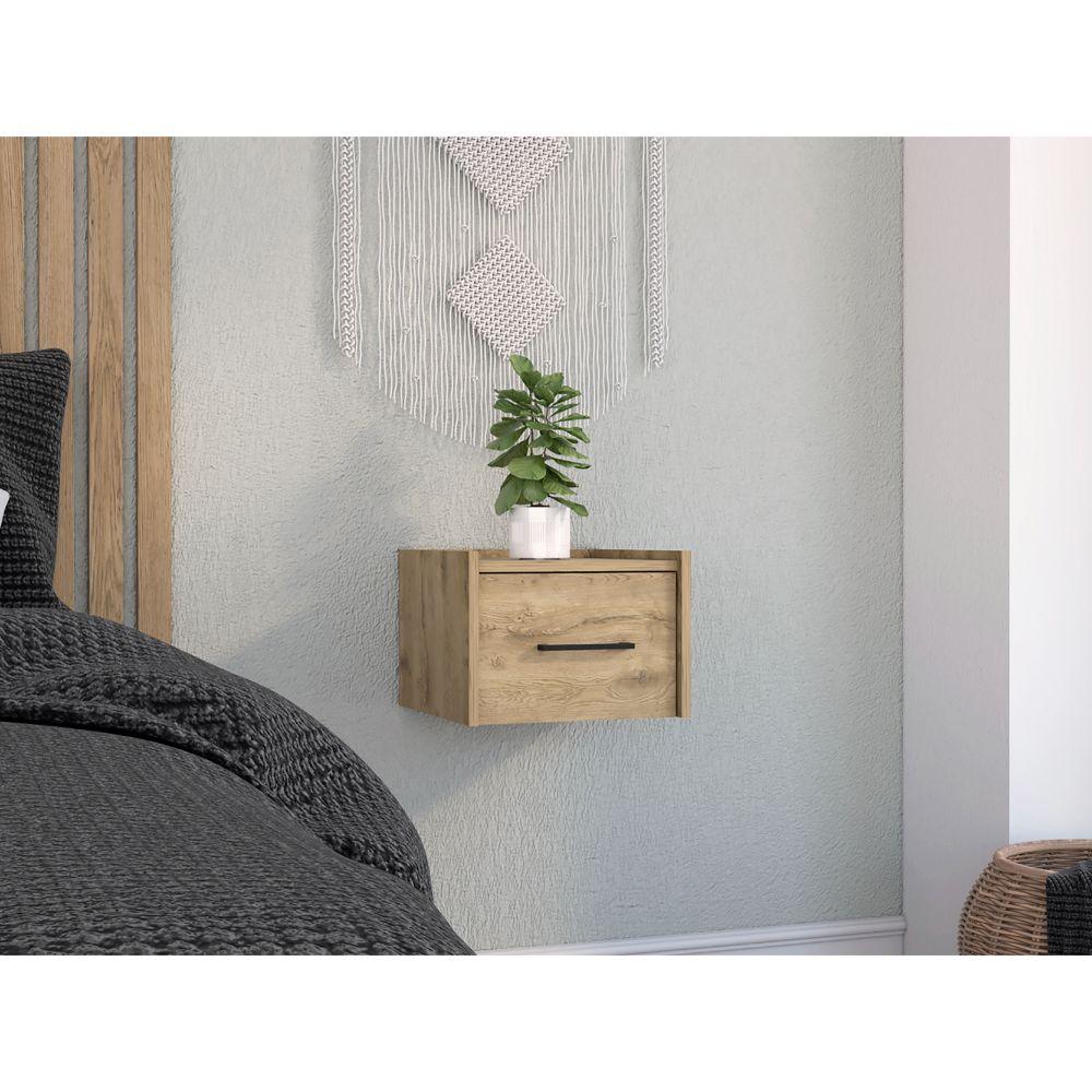 MESA DE NOCHE FLOTANTE BOA, MACADAMIA, CON ESPACIO PARA COLOCAR OBJETOS DECORATIVOS