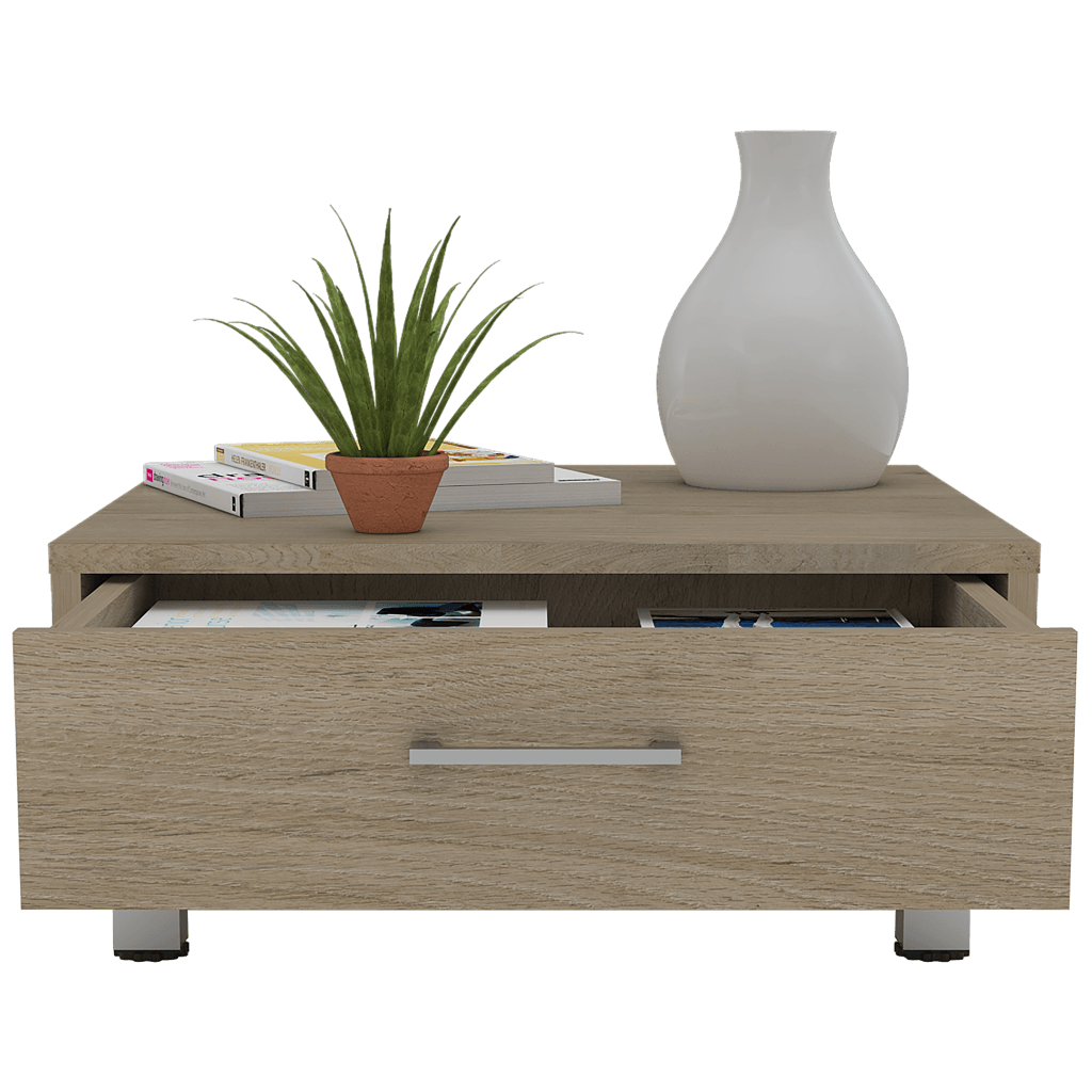 MESA DE CENTRO ASCHER, BEIGE, CON UN CAJÓN