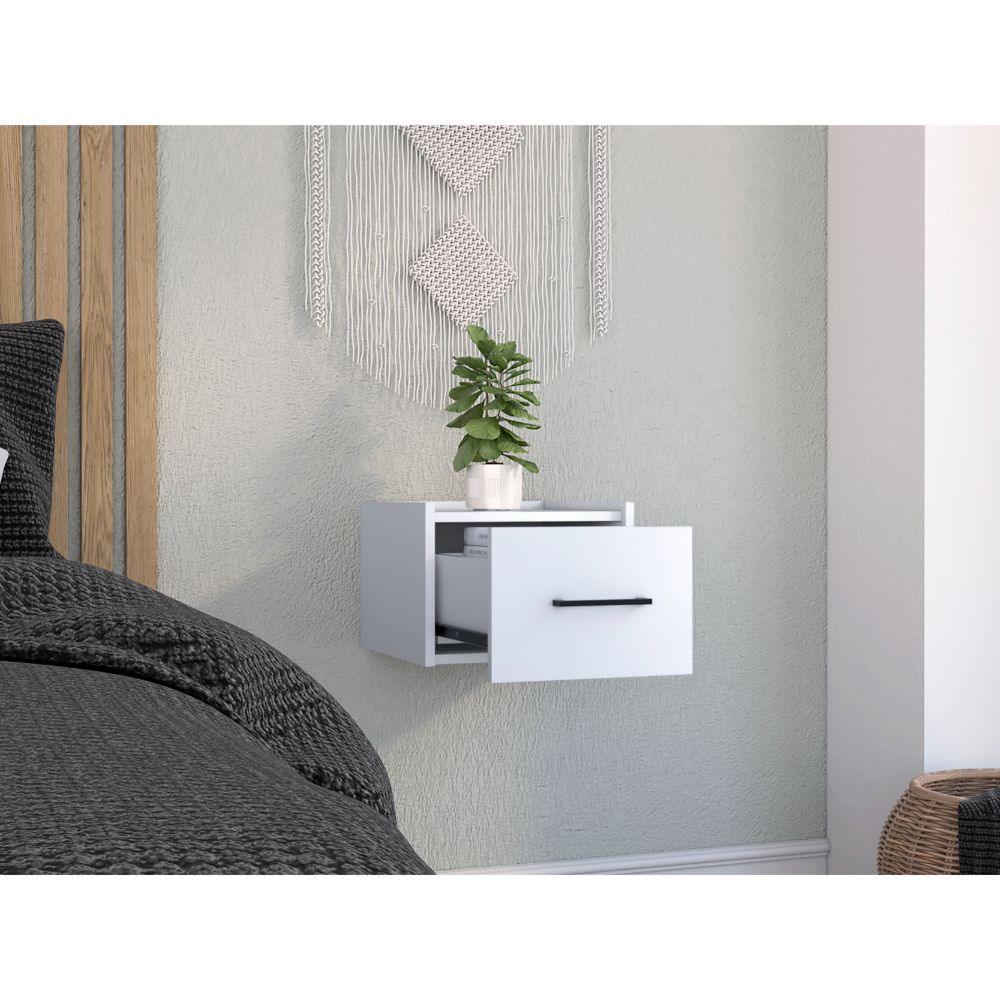 MESA DE NOCHE FLOTANTE BOA, BLANCO, CON ESPACIO PARA COLOCAR OBJETOS DECORATIVOS ZF