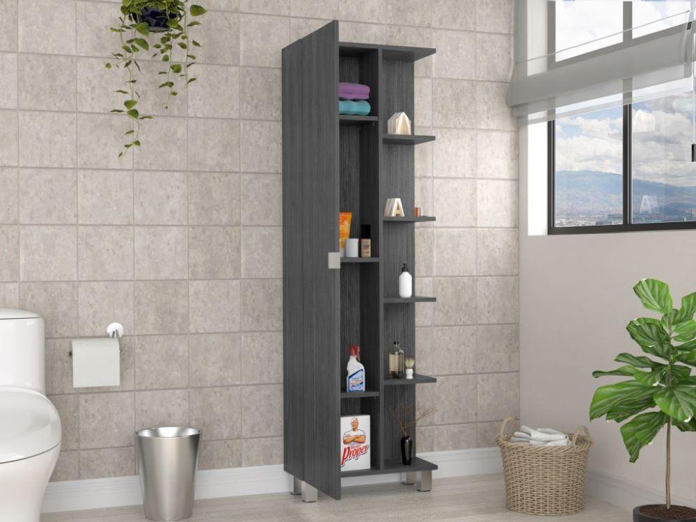 MUEBLE ESQUINERO ZENDAYA, GRIS, CON VARIEDAD DE ENTREPAÑOS ZF