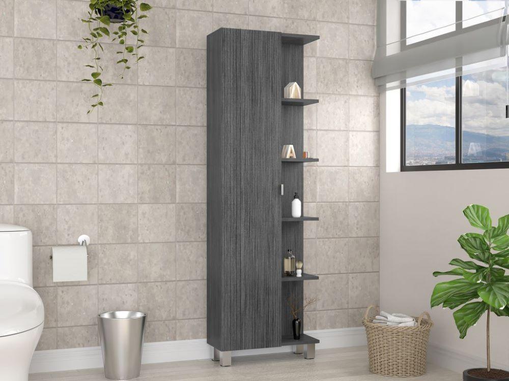 MUEBLE ESQUINERO ZENDAYA, GRIS, CON VARIEDAD DE ENTREPAÑOS ZF