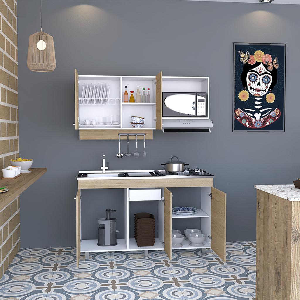 MUEBLE MULTIUSOS DENEB, BEIGE Y BLANCO NO INCLUYE MESÓN