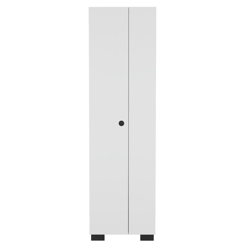 MUEBLE DE ASEO BLAKE, BLANCO, CON GRAN ESPACIO PARA ALMACENAR ARTICULOS DE ASEO Y COLGADERO DE ESCOBAS ZF