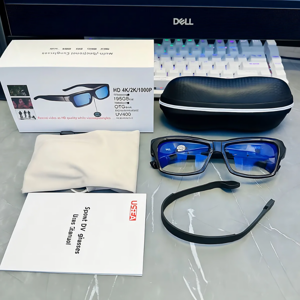 CÁMARA ESPÍA GAFAS ESPÍA 4K FULL HD VIDEO AUDIO FOTOS 128GB COLOR NEGRO