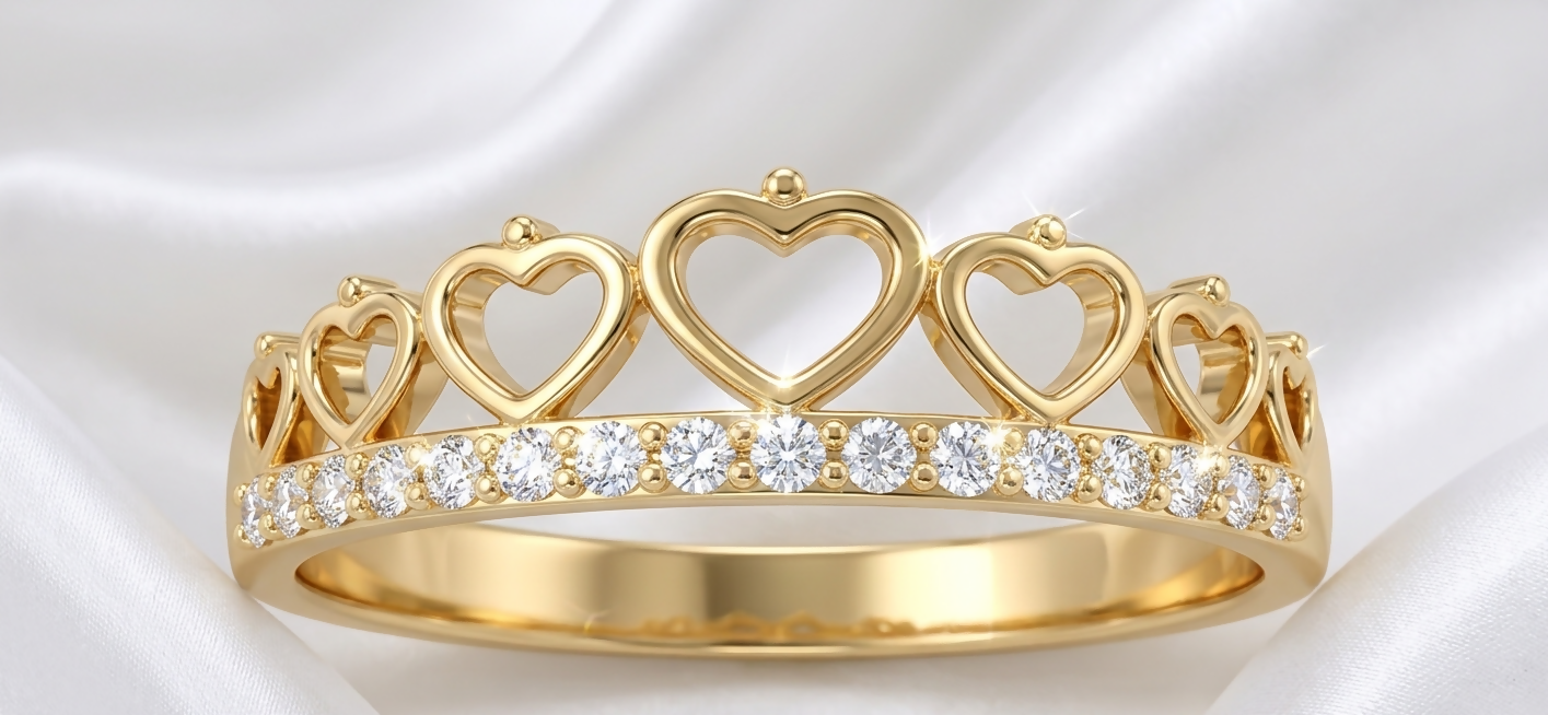 ANILLO CORAZONES QUINCIAÑERA CIRCONES