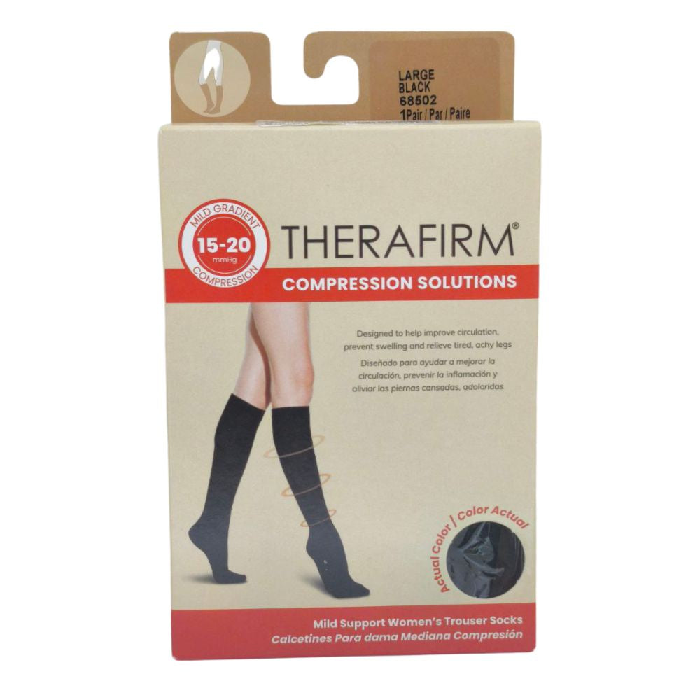 THERAFIRM MEDIAS COMPRESIÓN MUJER 15-20MMHG LARGE BLACK 68502 X 1PAR