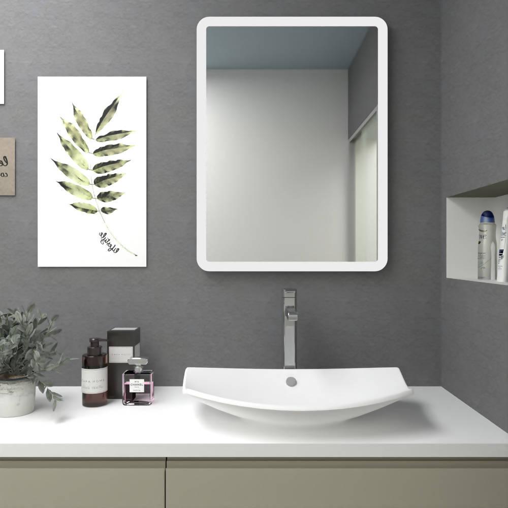 ESPEJO RECTANGULAR AREZZO, GRIS, CON DISEÑO EN SANDBLASTING