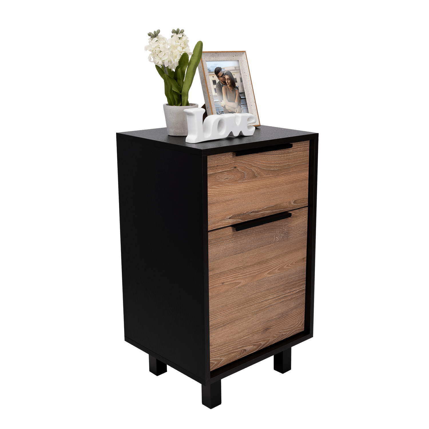 ORGANIZADOR WESLEY, WENGUE Y MIEL, CON UNA PUERTA Y UN CAJÓN ORGANIZADOR