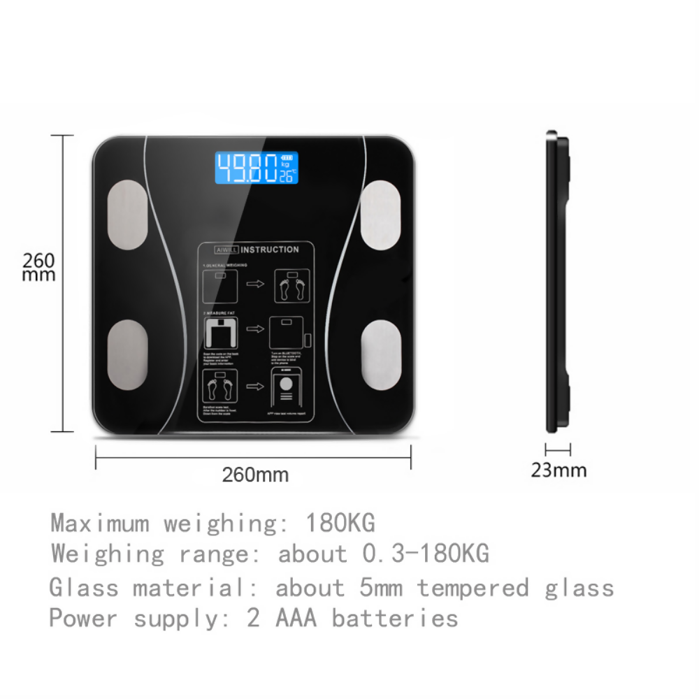 BASCULA DIGITAL INTELIGENTE BLUETOOTH RECARGABLE