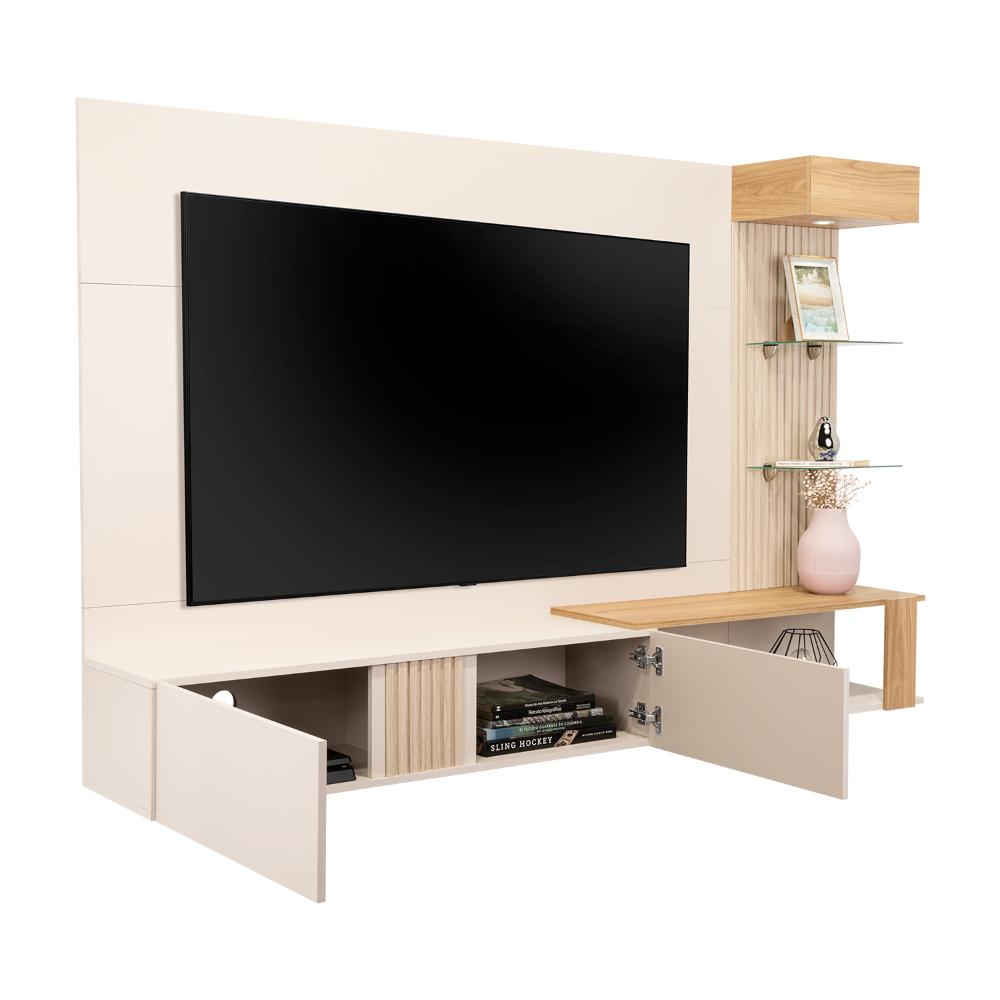 PANEL DE TV ISOLDE, CAPRI Y FRESNO EUROPEO, CON ESPACIO PARA TELEVISOR DE HASTA 70 PULGADAS