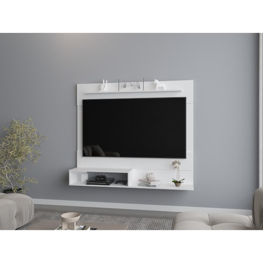 PANEL DE TV ASCHER, BLANCO, CON ESPACIO PARA TELEVISOR DE HASTA 55 PULGADAS ZF