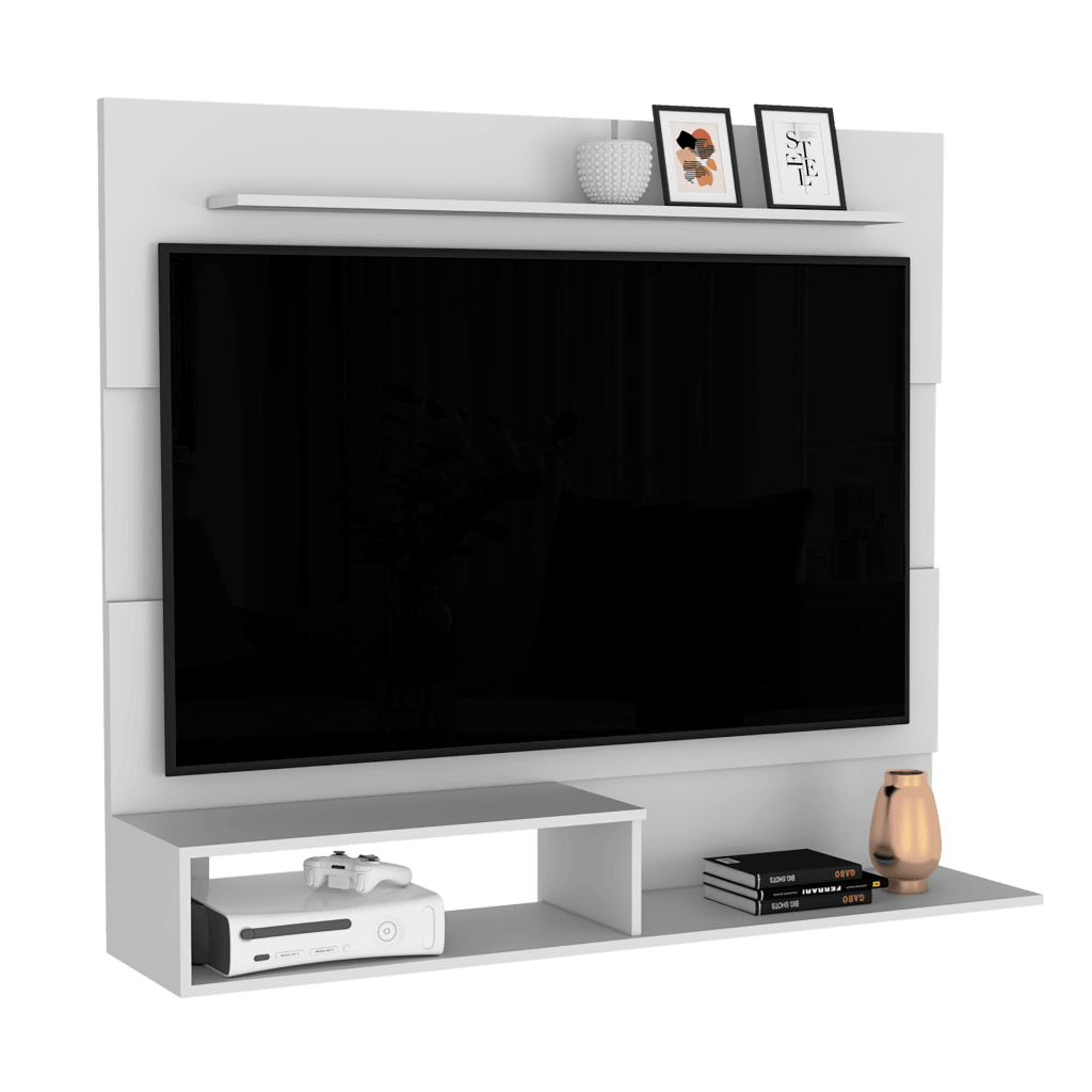 MUEBLE MULTIUSOS ASCHER, BLANCO, CON ESPACIO PARA TELEVISOR DE HASTA 55 PULGADAS