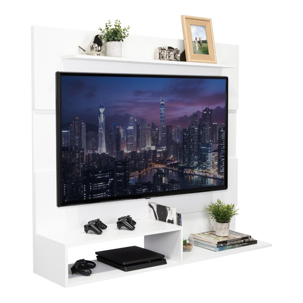 PANEL DE TV ASCHER, BLANCO, CON ESPACIO PARA TELEVISOR DE HASTA 55 PULGADAS