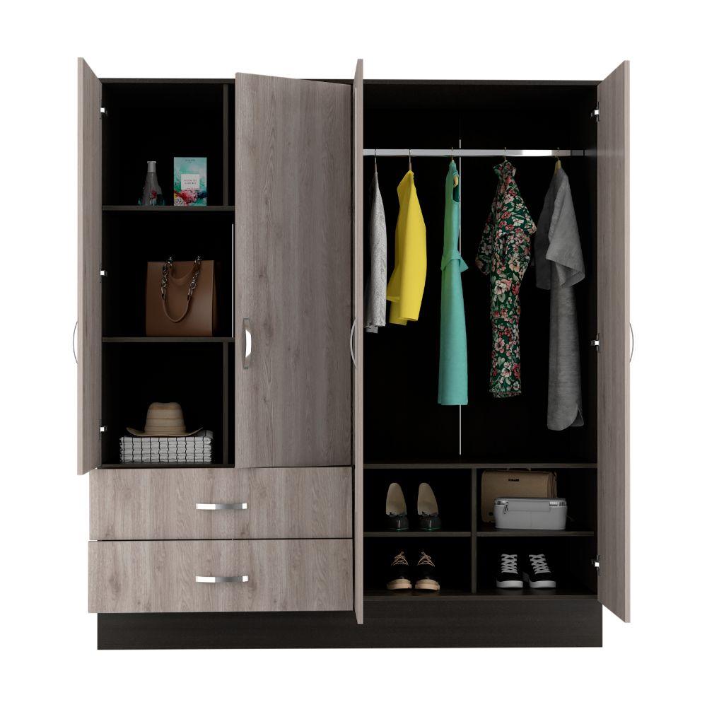 CLOSET QUILES, HUMO Y WENGUE, CON DOS ESPEJOS Y CUATRO PUERTAS ABATIBLES    ZF