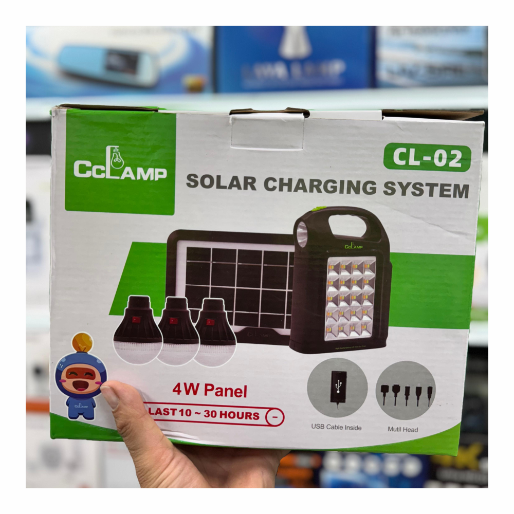 LINTERNA SOLAR MULTIFUNCIÓN BOMBILLOS LED POWER BANK CL-02