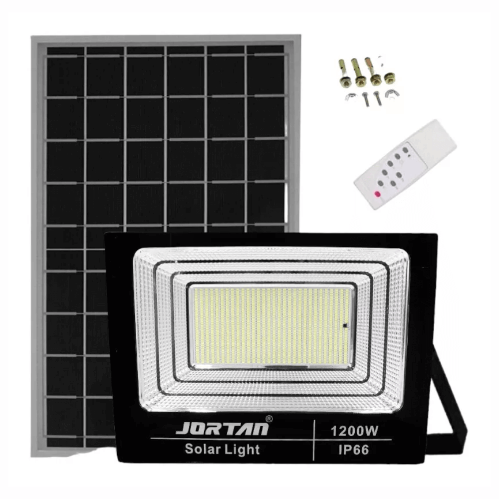 REFLECTOR SOLAR 1200W CONTROL REMOTO SENSOR DE OSCURIDAD JORTAN