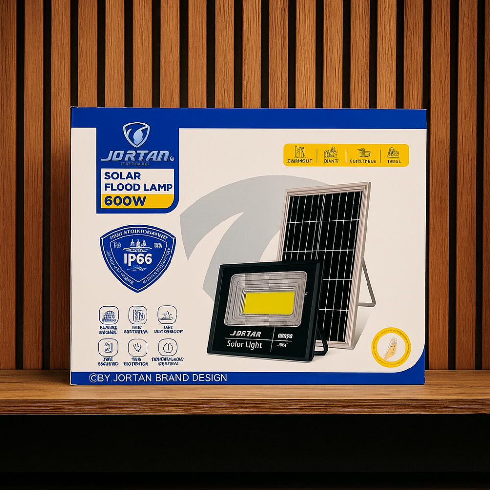 LÁMPARA REFLECTOR PANEL SOLAR JORTAN 600W IP66 RECARGABLE
