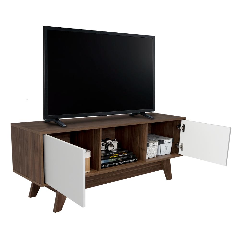 MESA PARA TV RIZZO, CASTAÑO Y BLANCO DUQUEZA, CON ESPACIO PARA TELEVISOR 55"