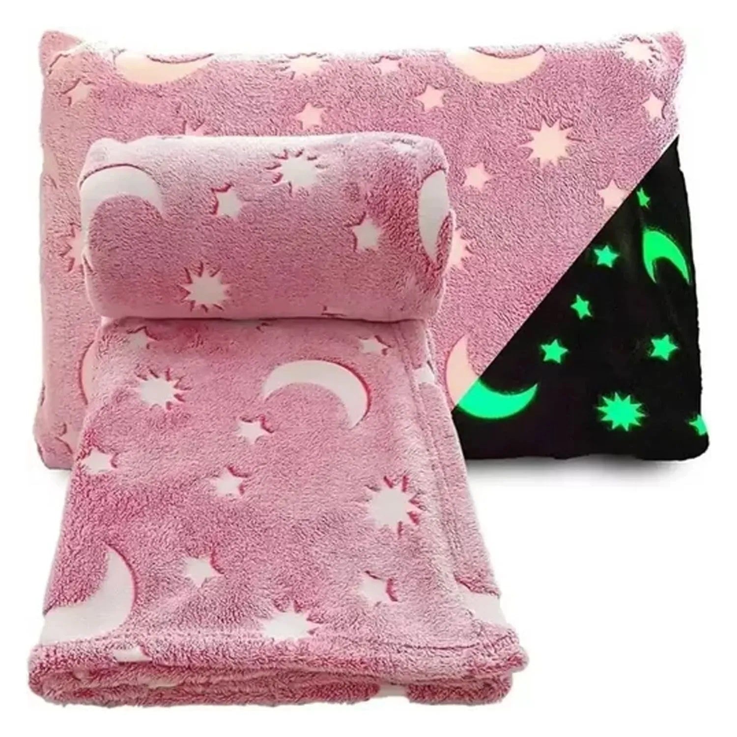 COBIJA MÁGICA MANTA TÉRMICA BRILLA EN OSCURIDAD COLOR ROSA