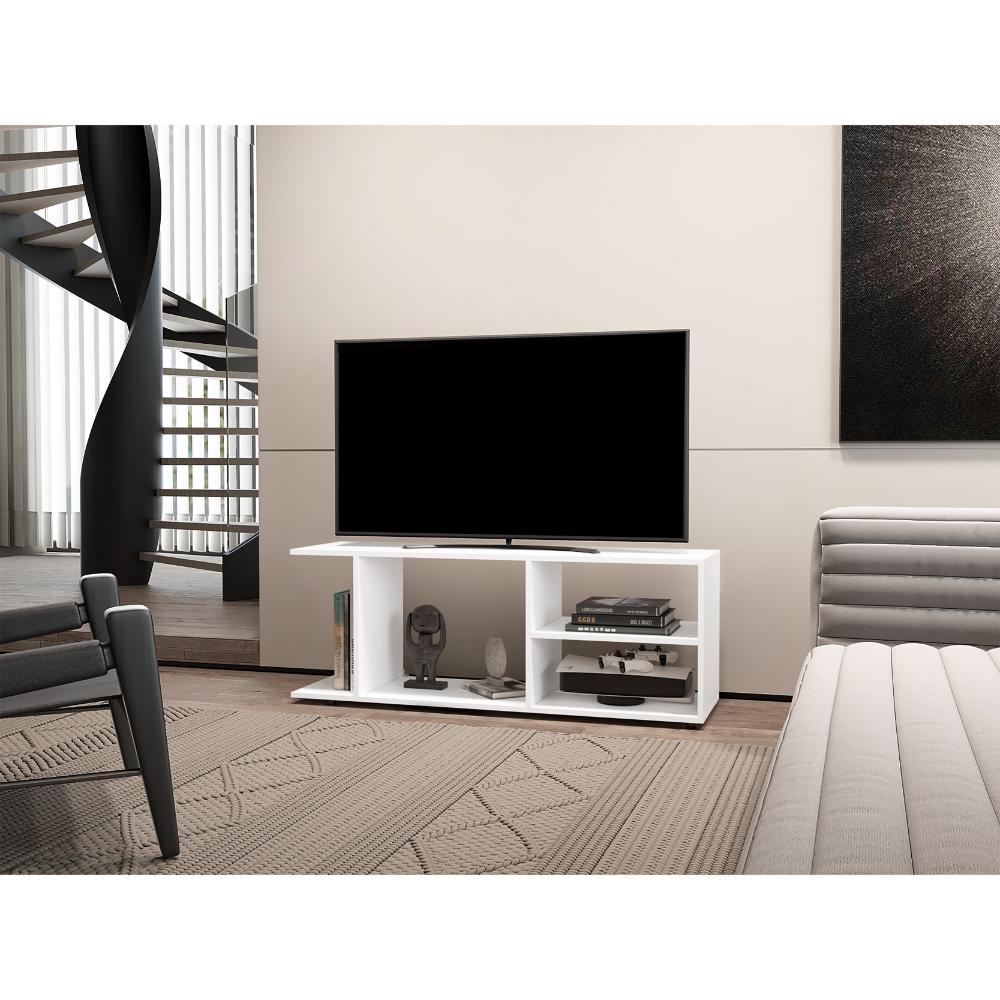 MESA PARA TV WOOD, BLANCO DUQUEZA, PARA TELEVISOR HASTA 50 PULGADAS