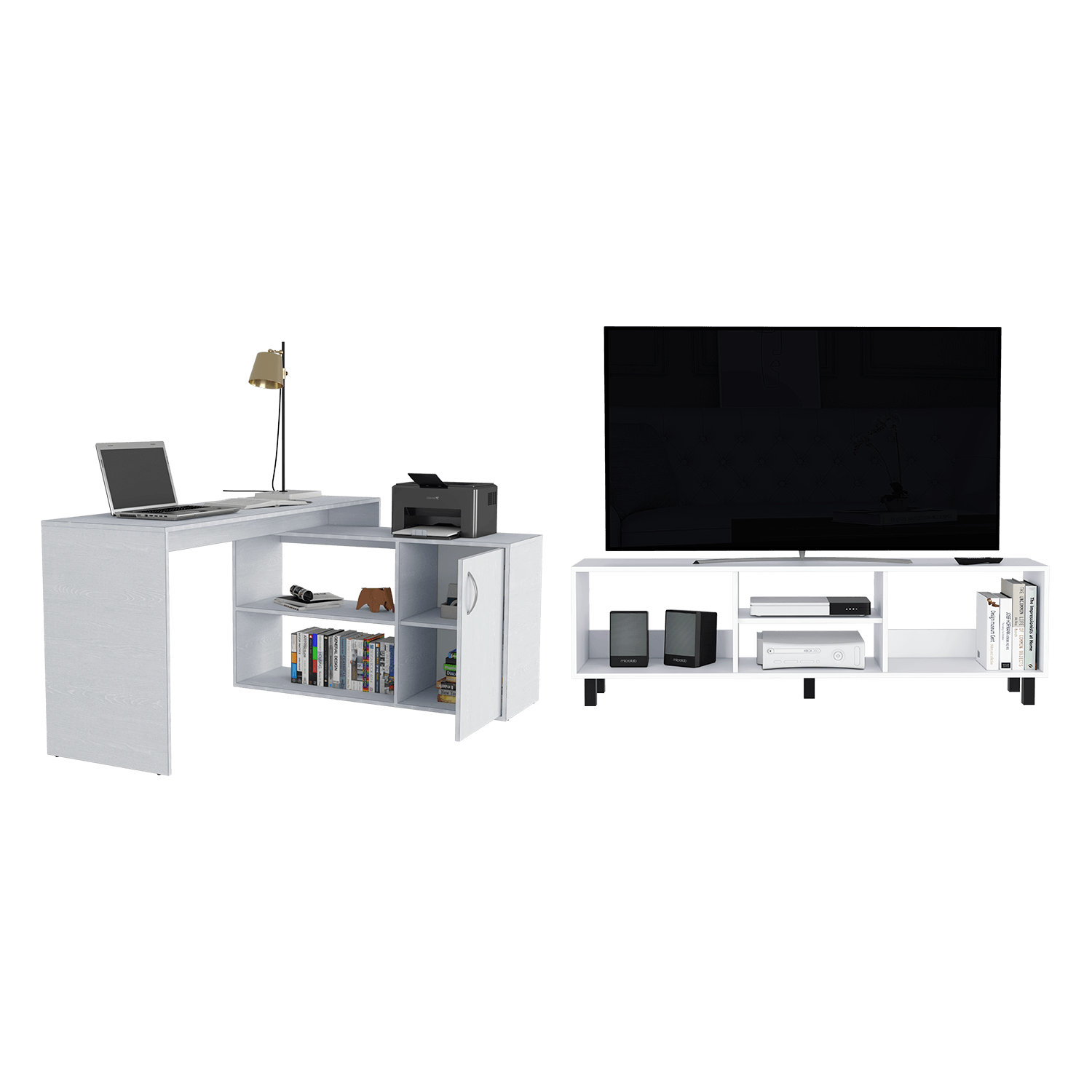 COMBO PARA SALA HEFESTO, INCLUYE MESA DE TV Y ESCRITORIO