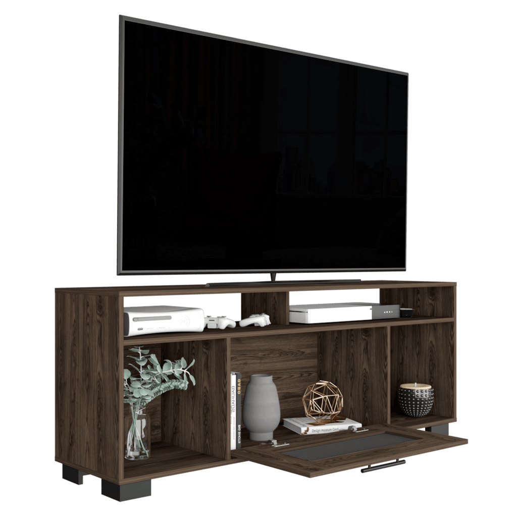 MESA PARA TV CLEID, CHOCOLATE, CON VARIEDAD DE ENTREPAÑOS – Almacenes ...