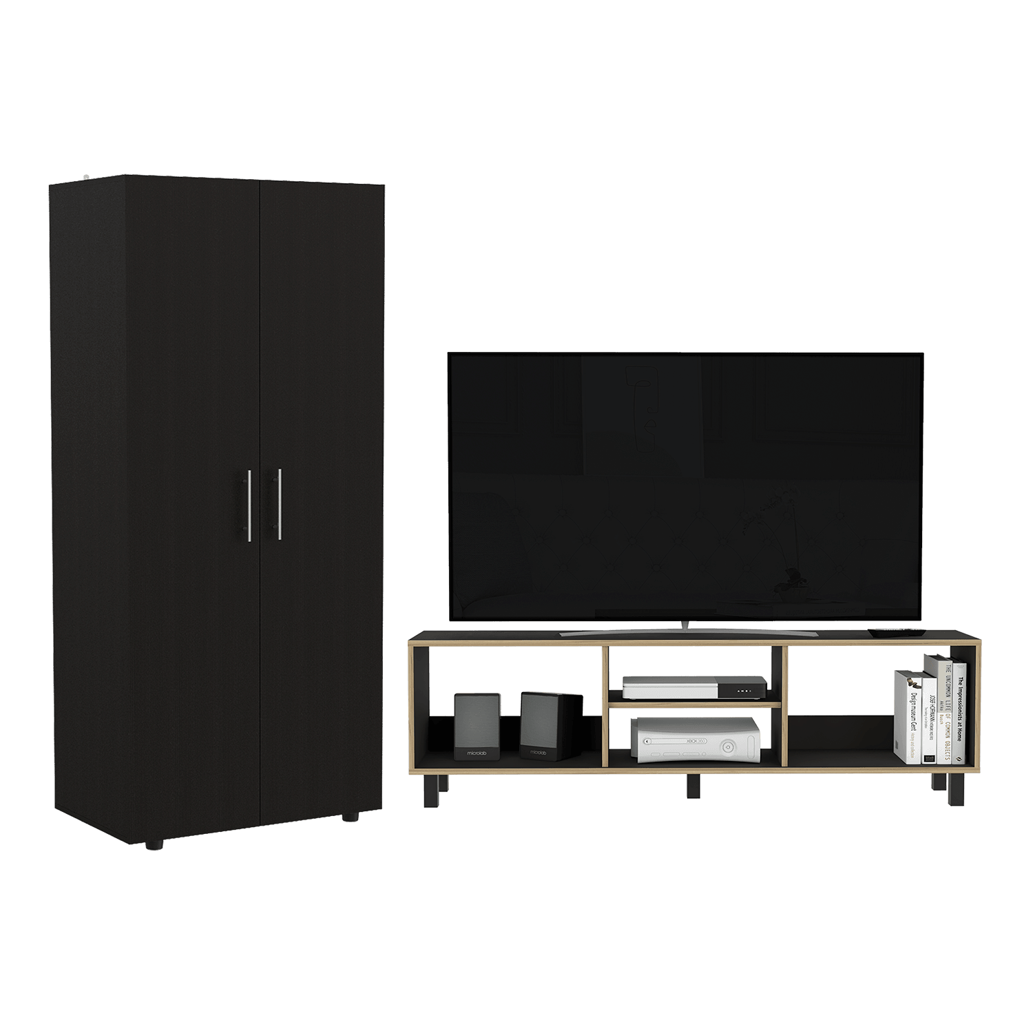 COMBO PARA HABITACIÓN GHERA, INCLUYE MESA DE TV Y CLOSET