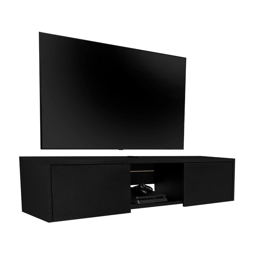 MESA PARA TV FLOTANTE GLEID, WENGUE, CON DOS PUERTAS ABATIBLES