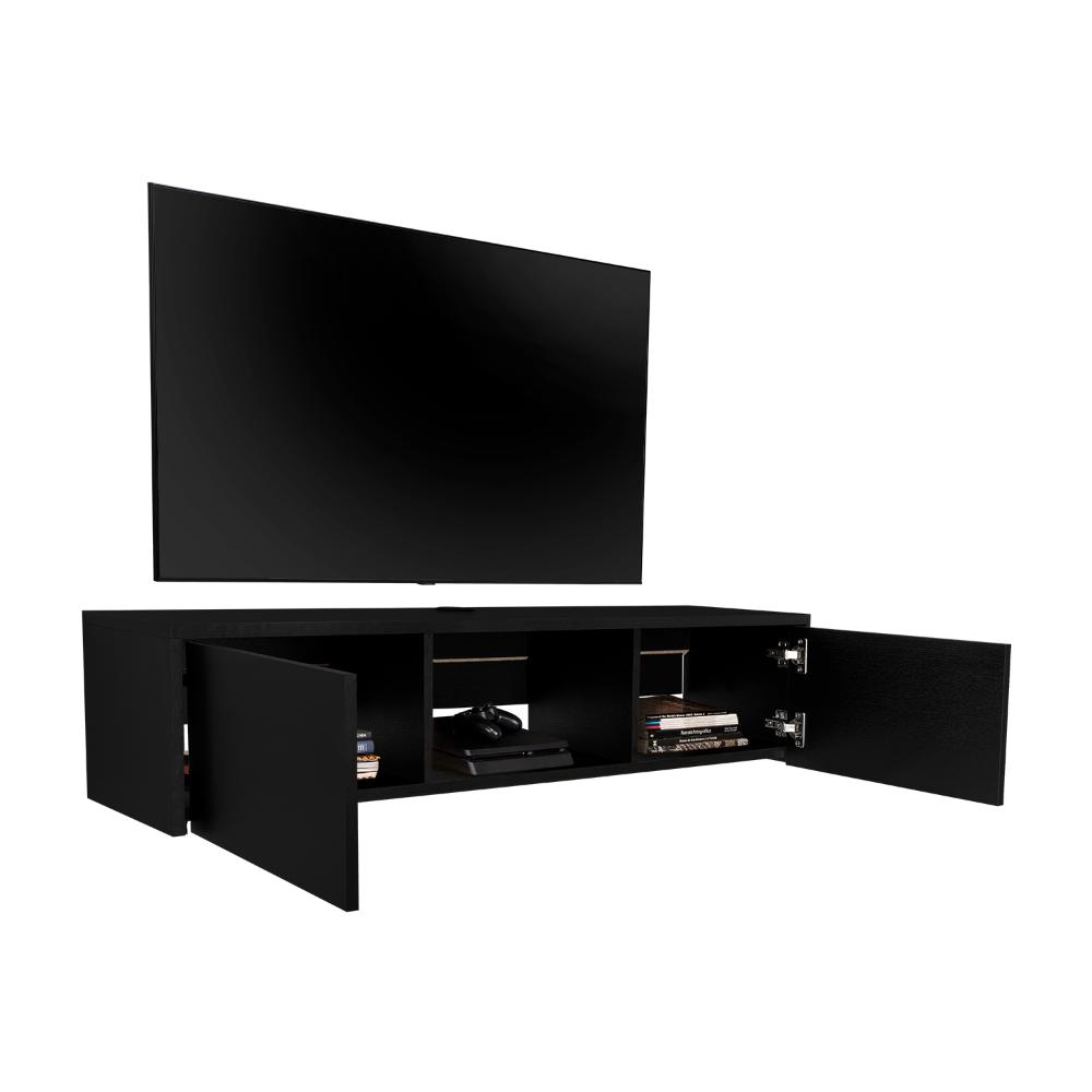 MESA PARA TV FLOTANTE GLEID, WENGUE, CON DOS PUERTAS ABATIBLES