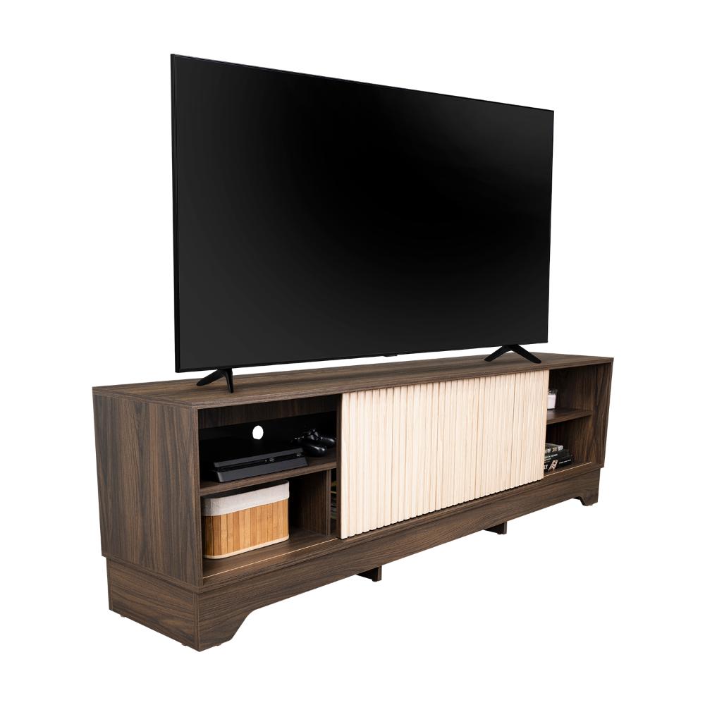 MESA PARA TV SMITH, NOGAL EUROPEO Y ROBLE NATURAL , CON PUERTA CORREDIZA