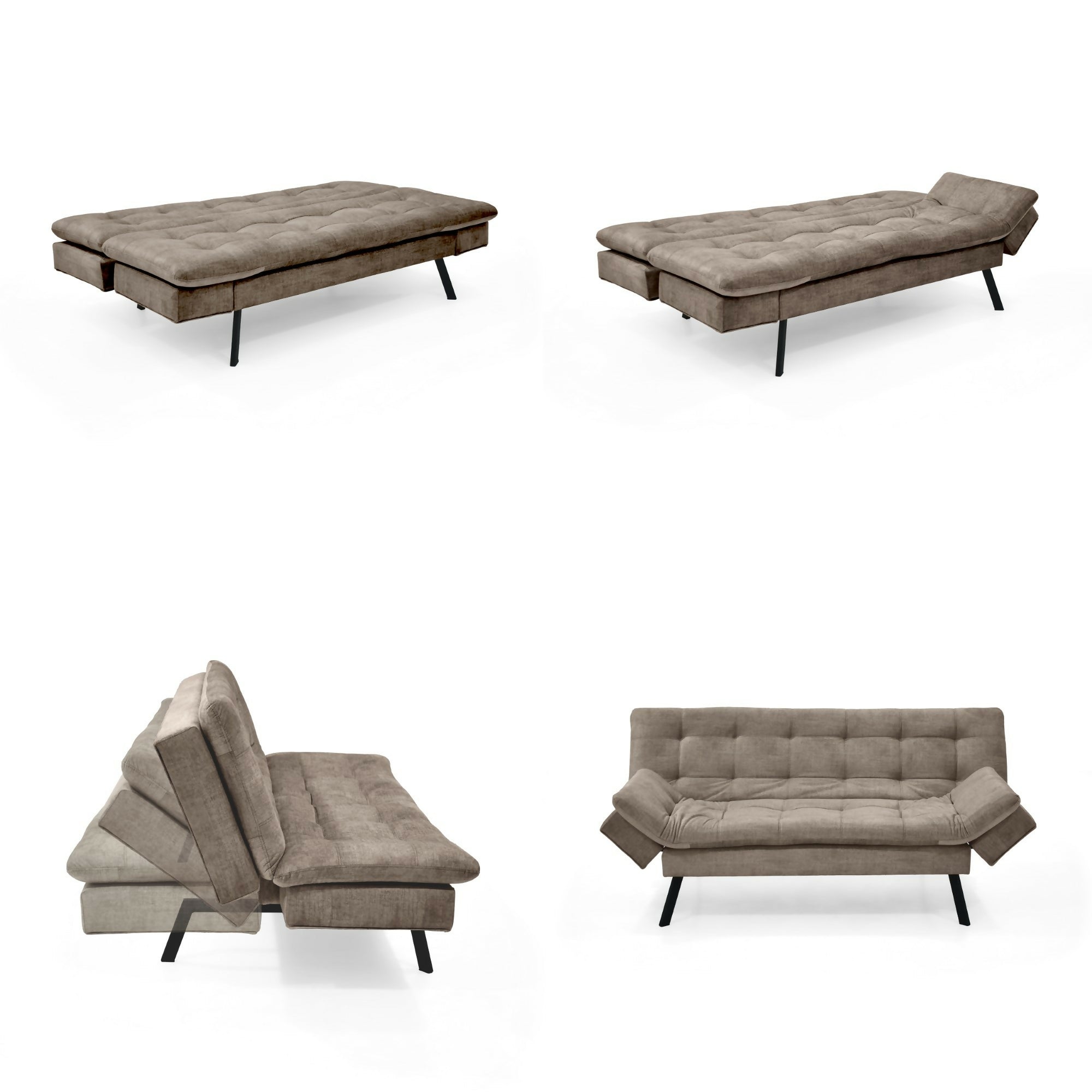 SOFA CAMA MILAN 176X90X78 RECLINABLE 3 POSICIONES TELA TAUPE