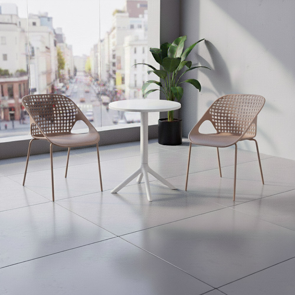 COMBO DANIS, INCLUYE MESA REDONDA Y 2 SILLAS EN COLOR TAUPE