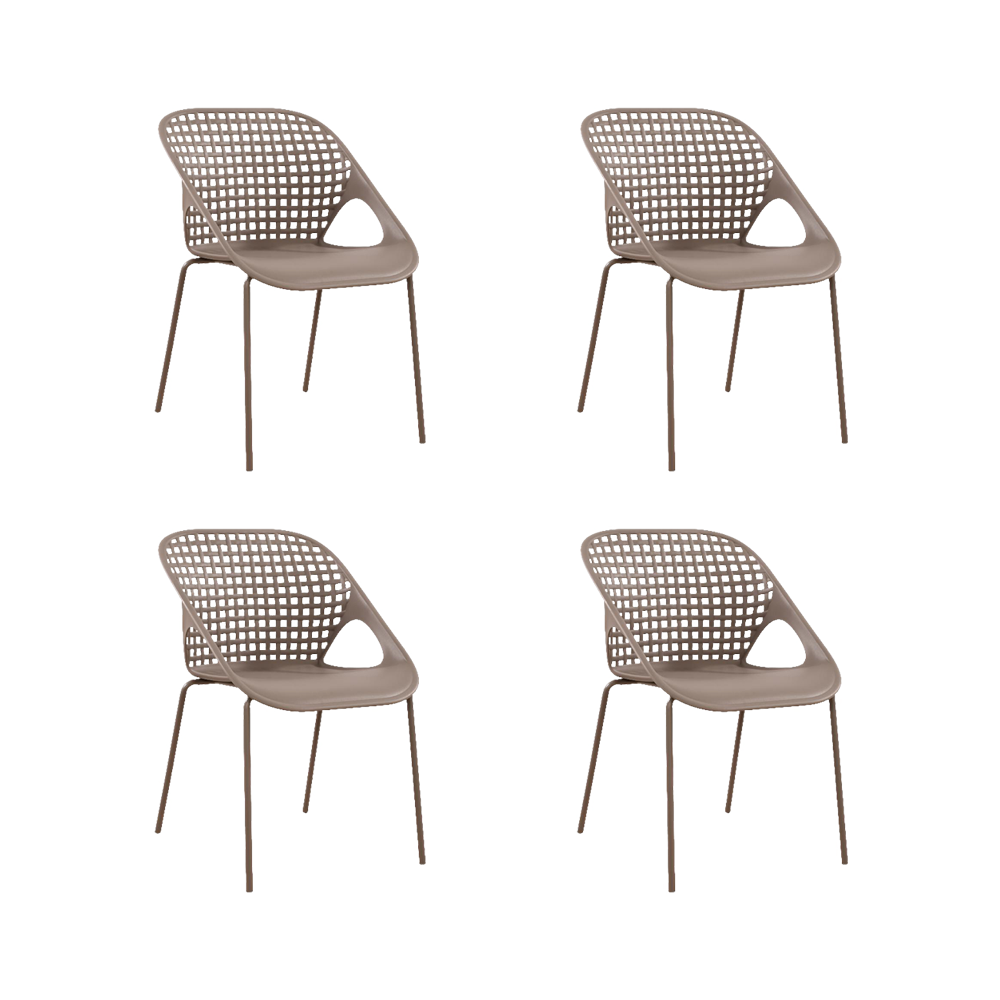 SILLA SENIT CON BRAZOS, COLOR TAUPE, CON ESPALDAR Y DISEÑO MODERNO X4