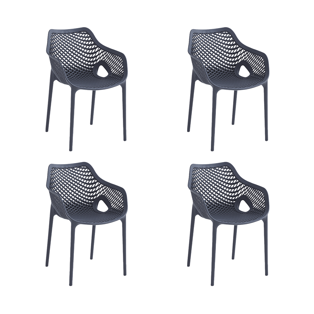 Silla con Brazos Miame, Gris Oscuro, con espaldar y diseño moderno X4
