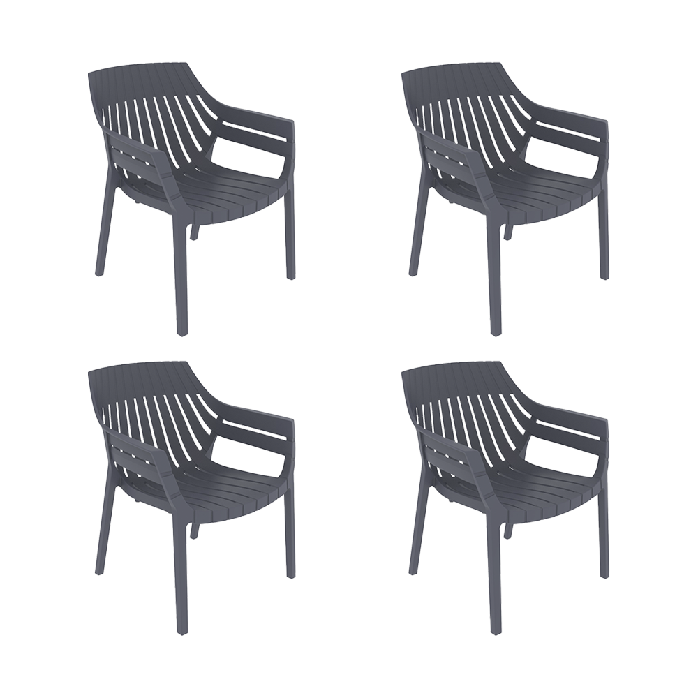 Silla con Brazos Arena, Gris Oscuro, con espaldar y diseño moderno X4