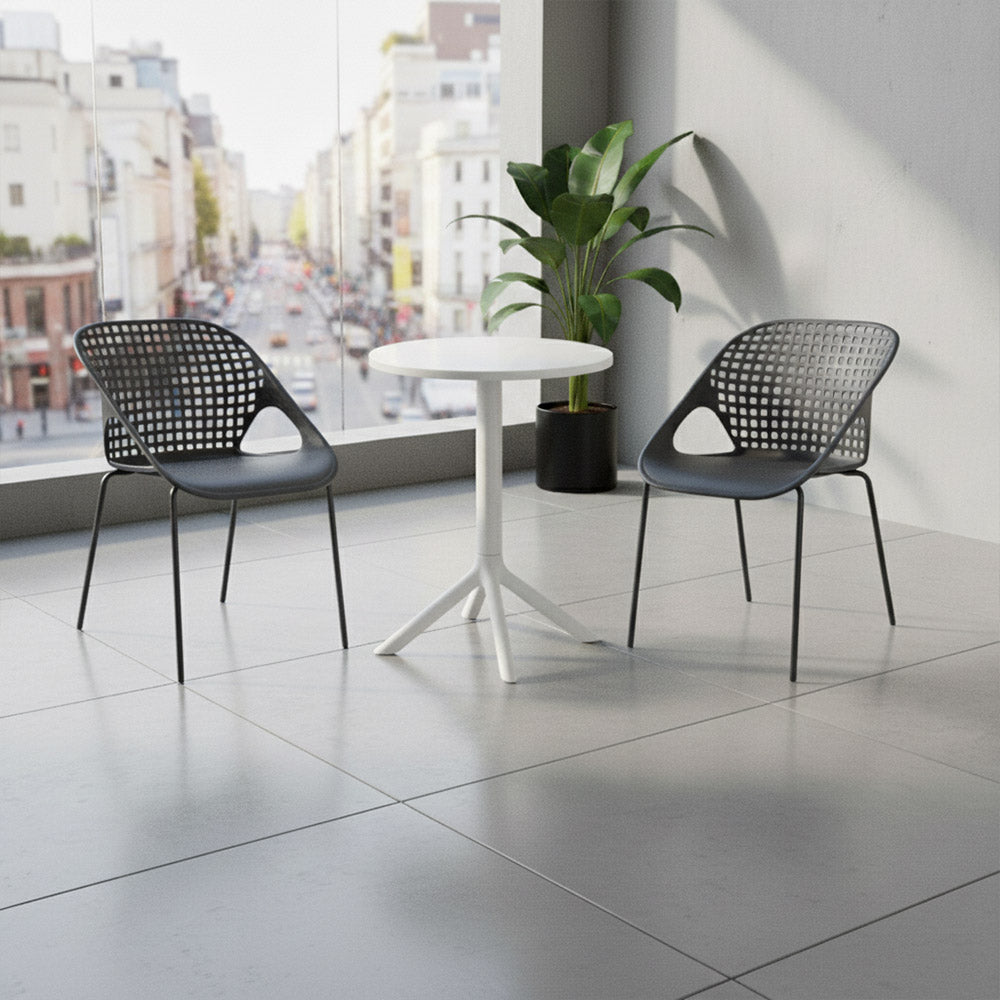 COMBO AGORA, INCLUYE MESA REDONDA Y 2 SILLAS EN COLOR NEGRO