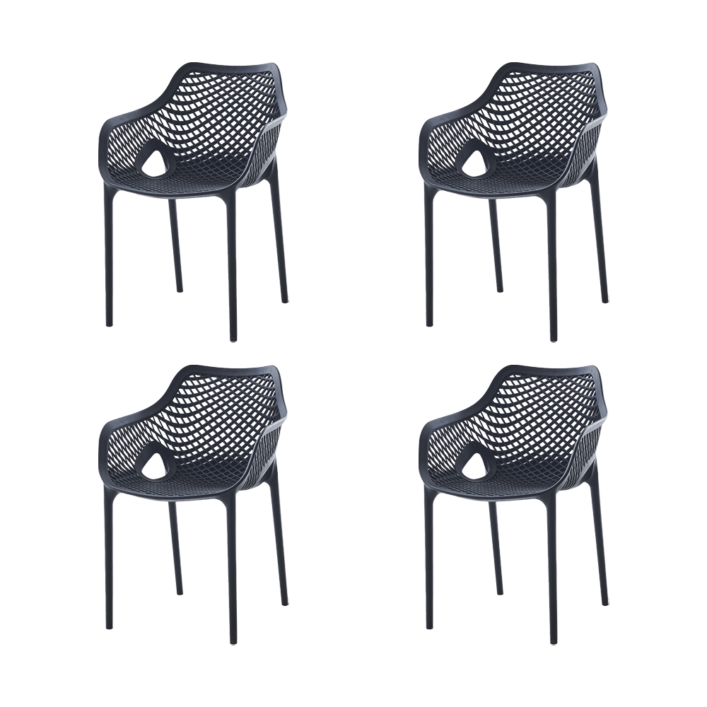 Silla con Brazos Miame, Negro, con espaldar y diseño moderno X4