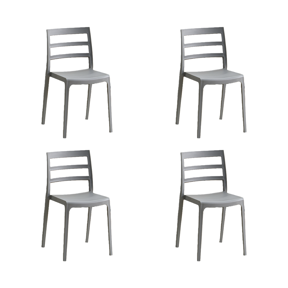 Silla New York, Gris Oscuro, Con espaldar en líneas y diseño minimalista X4