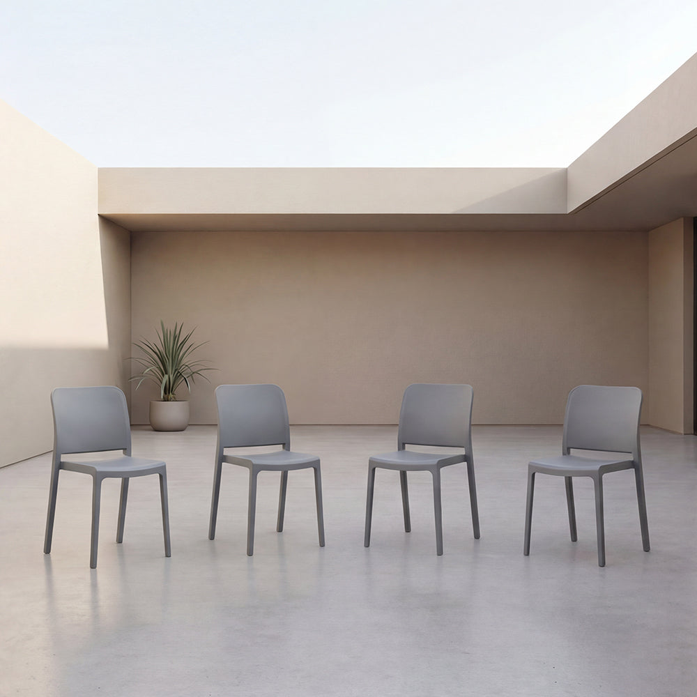 Silla Triveca, Gris Oscuro, Con espaldar cerrado y diseño minimalista  X4
