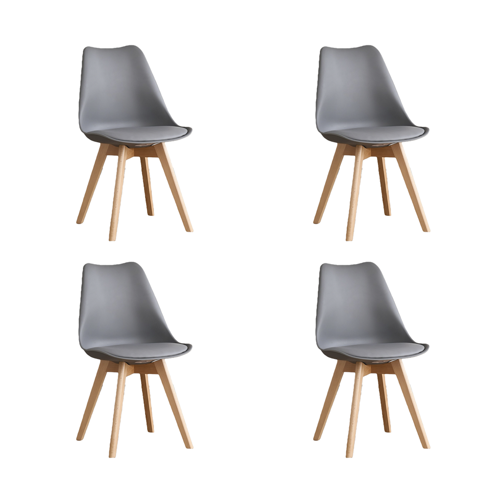 Silla Fyn, Gris Oscuro, Diseño Minimalista Con Espaldar, Cojín y Patas De Madera X4