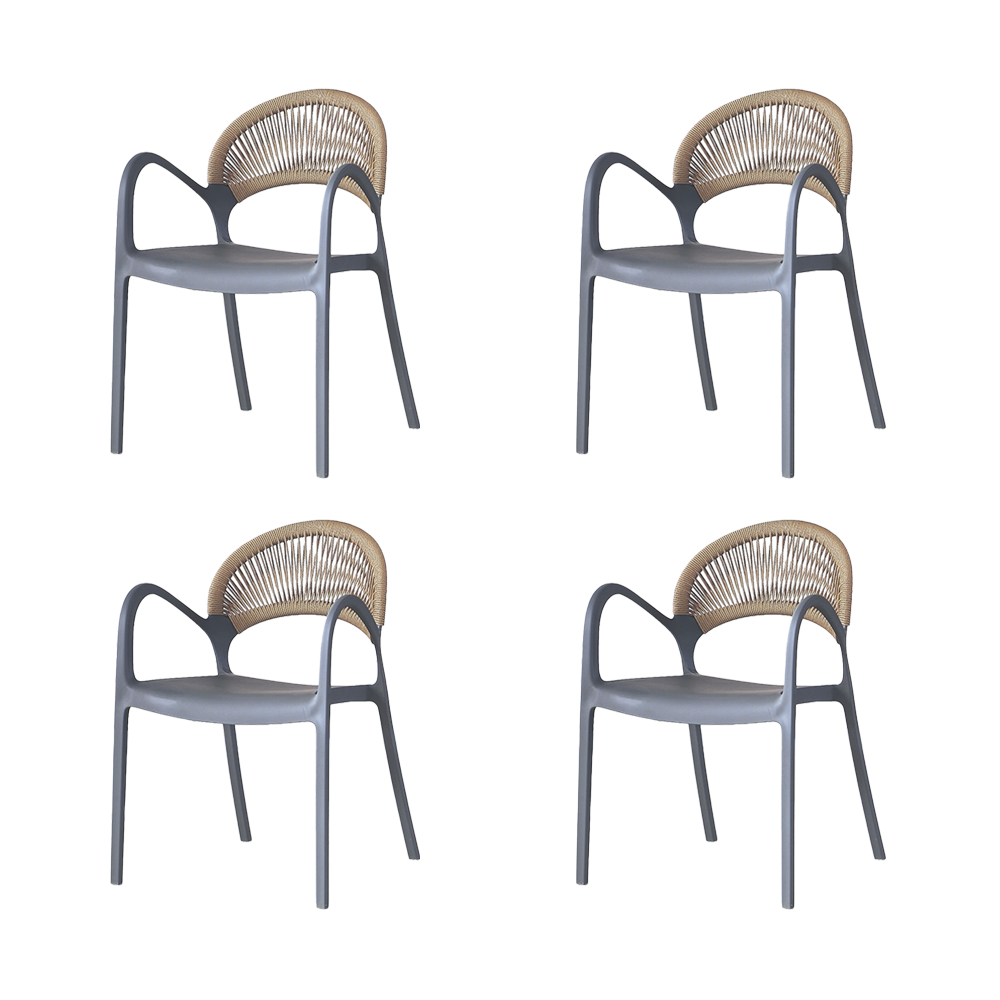 Silla Daytona, Gris Oscuro y Café Claro, Con Espaldar, Reposa Brazos y Diseño Minimalista  X4