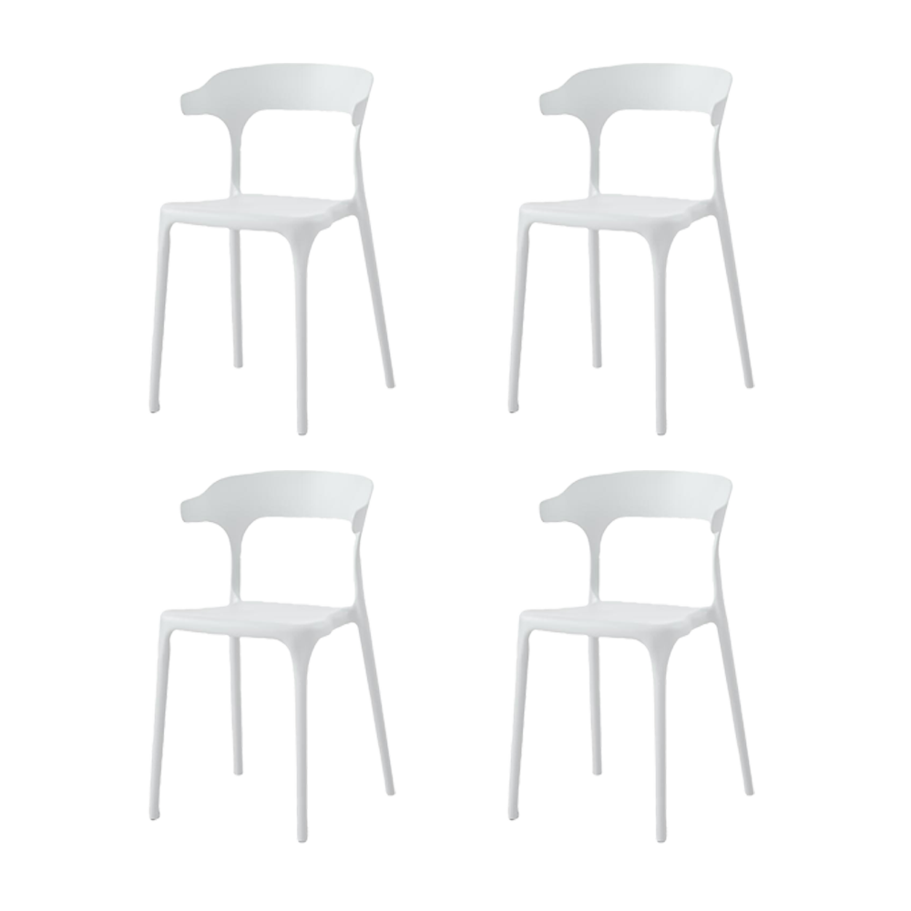 SILLA ELENA, COLOR BLANCO, CON ESPALDAR Y DISEÑO MODERNO X4